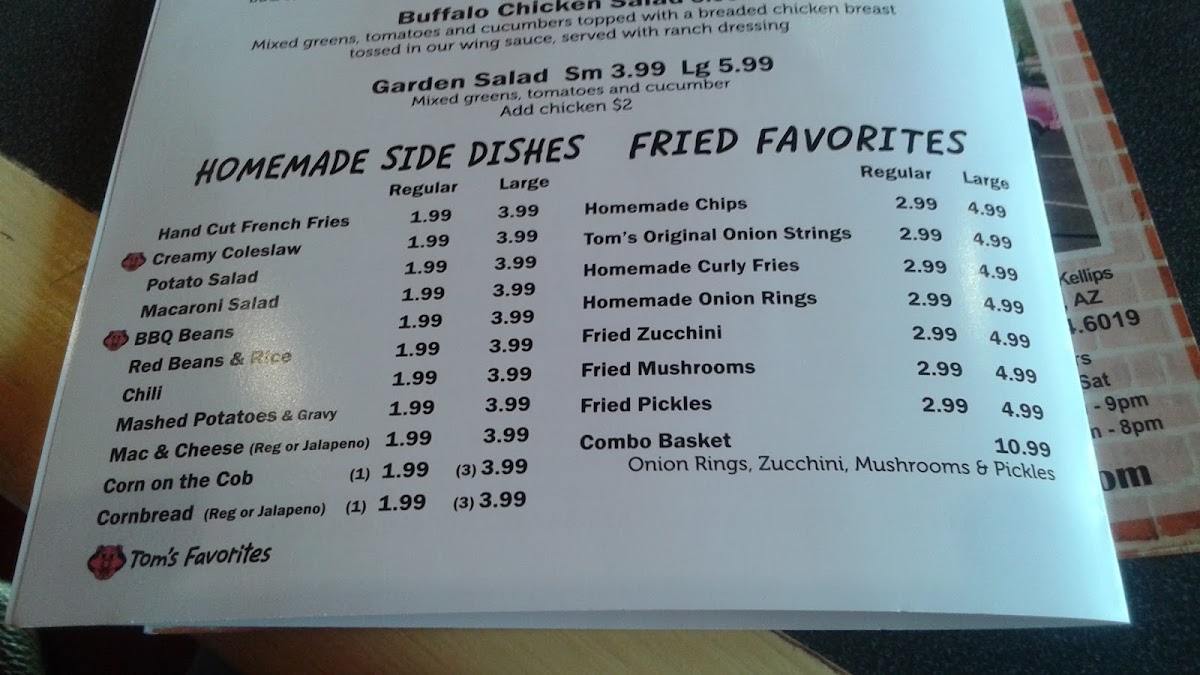 Menu Tom's Bbq - Chandler-10