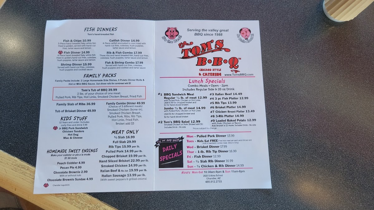 Menu Tom's Bbq - Chandler-5